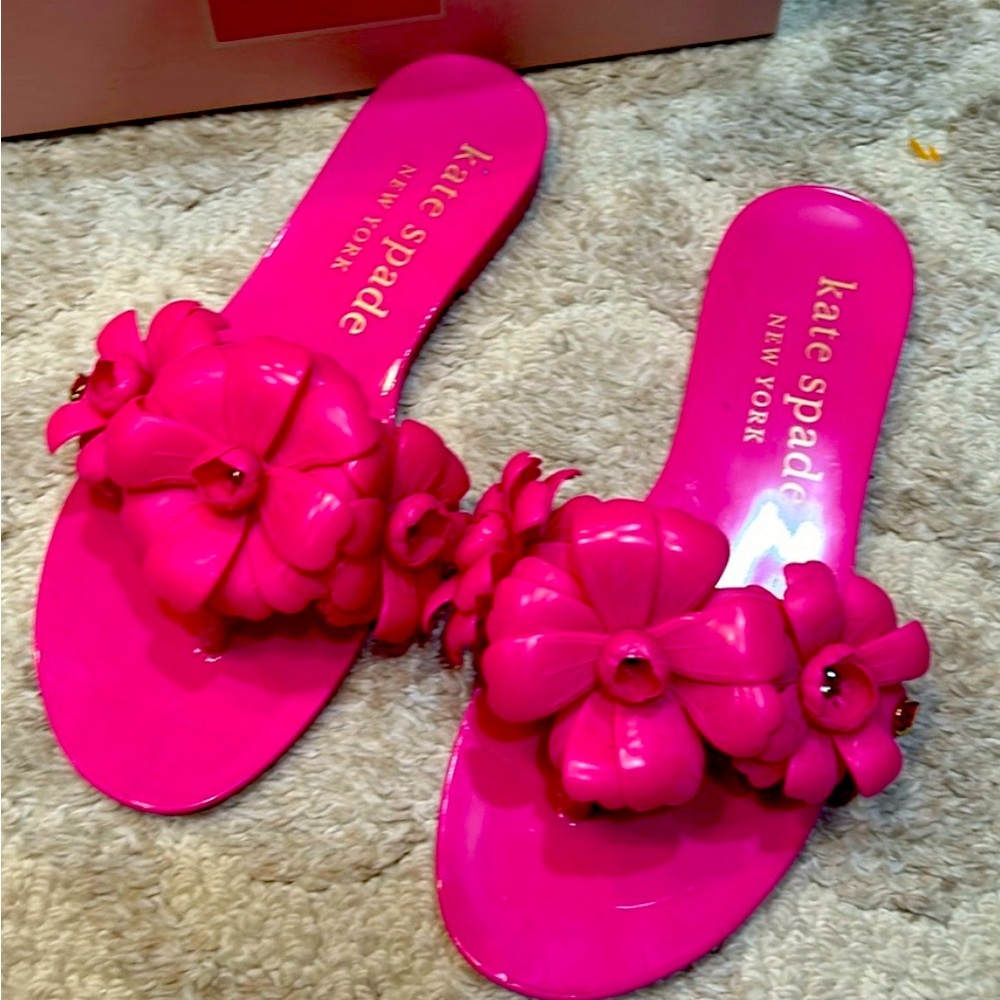 Kate Spade Fuchsia Floral Slide Sandals